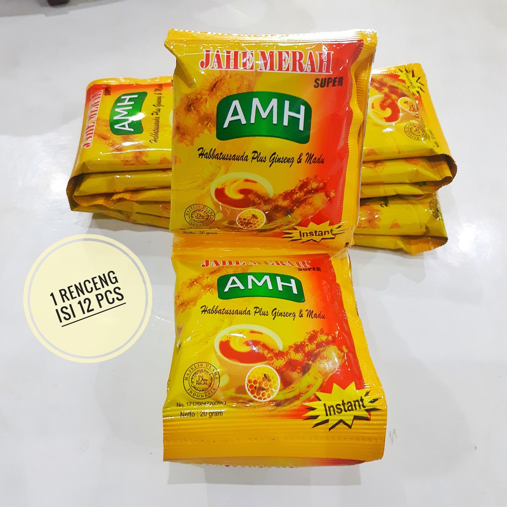 

JAHE MERAH SUPER AMH 1 RENCENG ASLI 100%/JAHE MERAH AMH 1RENCENG 12SACHET minuman serbuk jahe merah AMH jahe anti virus