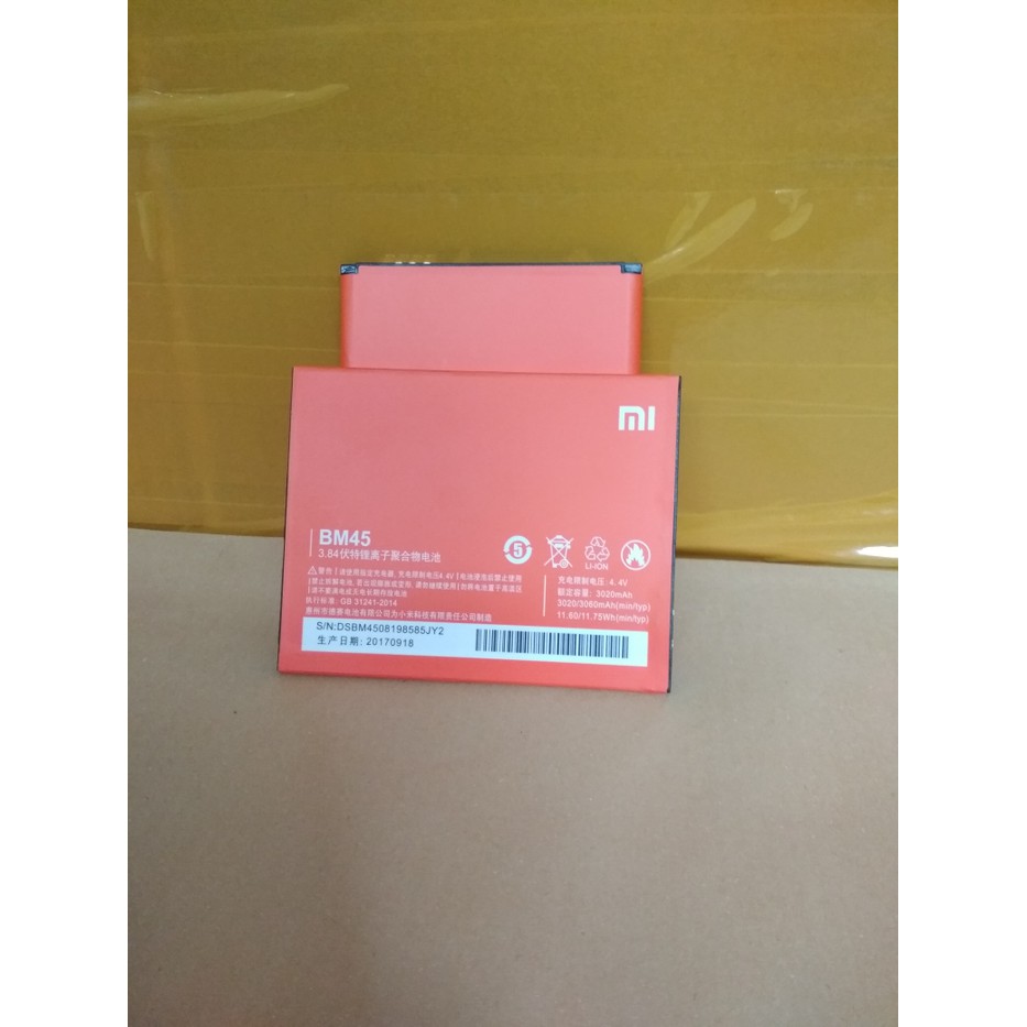 BATERAI XIAOMI REDMI NOTE 2 BM45 ORIGINAL 100% BATRE BATTERY BM45 ORI_EJ
