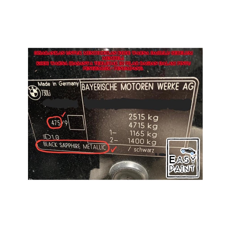 Cat Oles Penghilang Baret Mobil - Black Sapphire Metallic 475  BMW 3 Series, 5 Series, X1, X3, X5