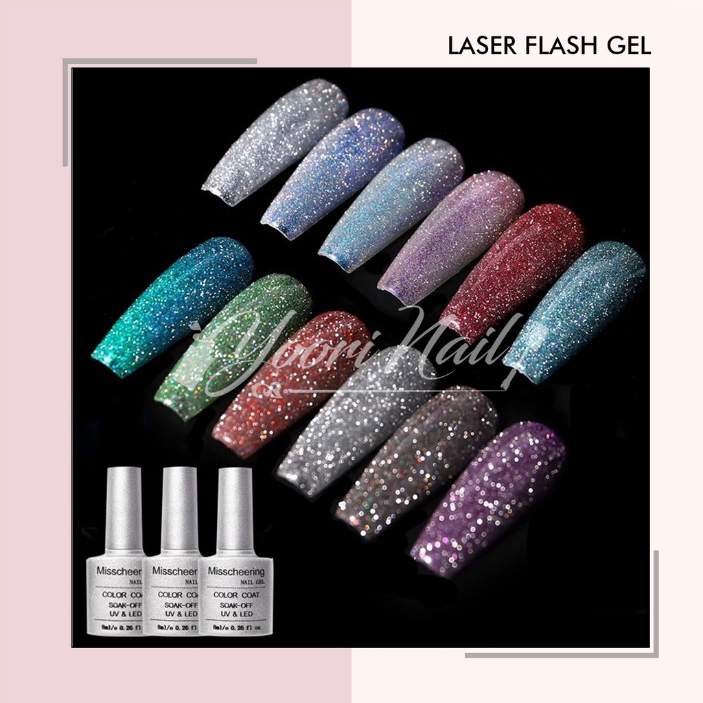 Laser flash gel uv led kutek gel flash 8ml nail art flash laser gel