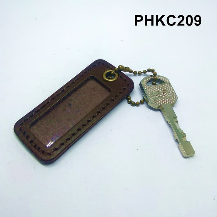 Gantungan kunci nama kulit asli name tag keychain label coklat PHKC209