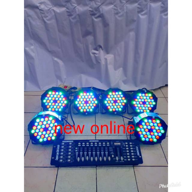 Paket 6 buah parled redsun 36*3w RGB + mixer lighting DMX 512 komplit tinggal pakai