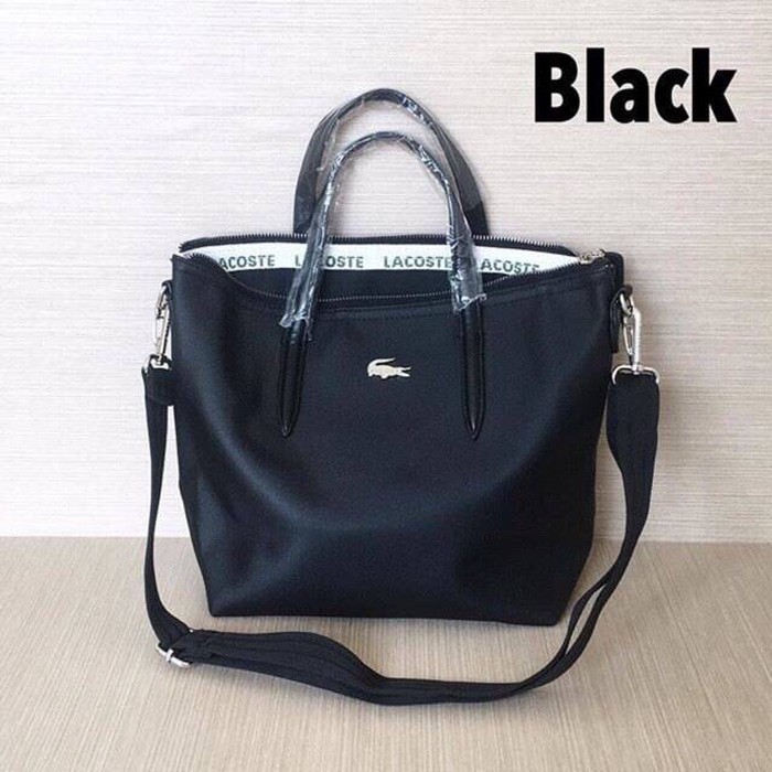 Tota Bag Kanvas Tas Tote Wanita Kuliah Kanvas Besar Import Ko G9466V  Lacoste Medium 30X25 - Navy