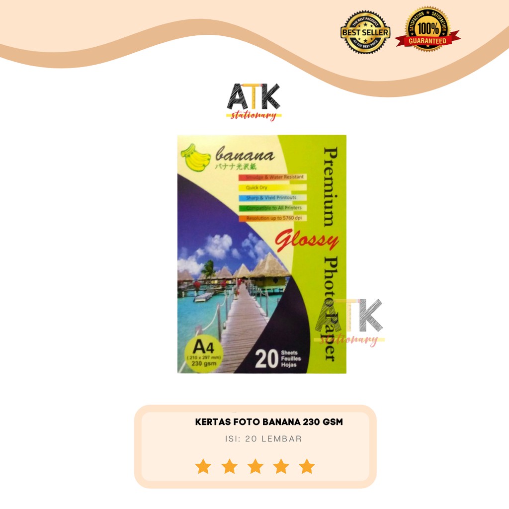

Kertas Foto Glossy 230 Gsm Banana / Pisang atk