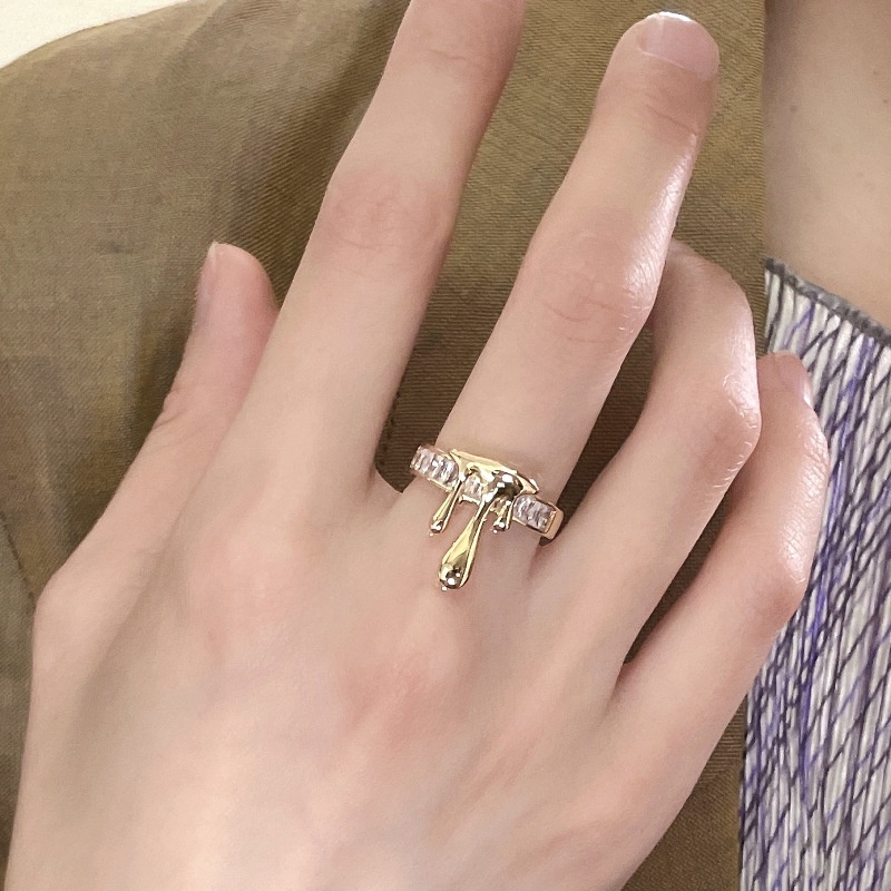 Cincin Batu Lava Drop Zircon Mewah Untuk Wanita