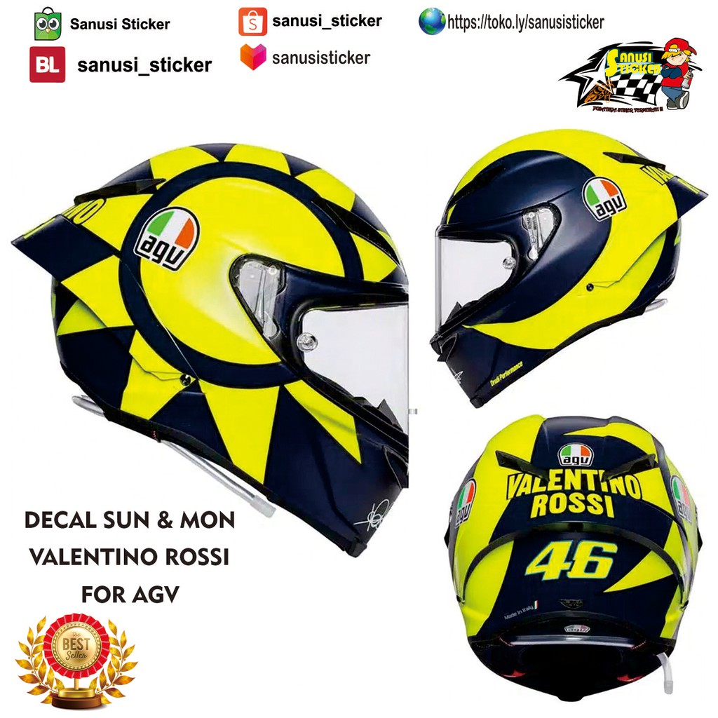 Jual COD !!! Stiker Helm - Decal Stiker - Cutting Stiker Desain Motif Sun & Mon Valentino Rossi 3D | Shopee Indonesia