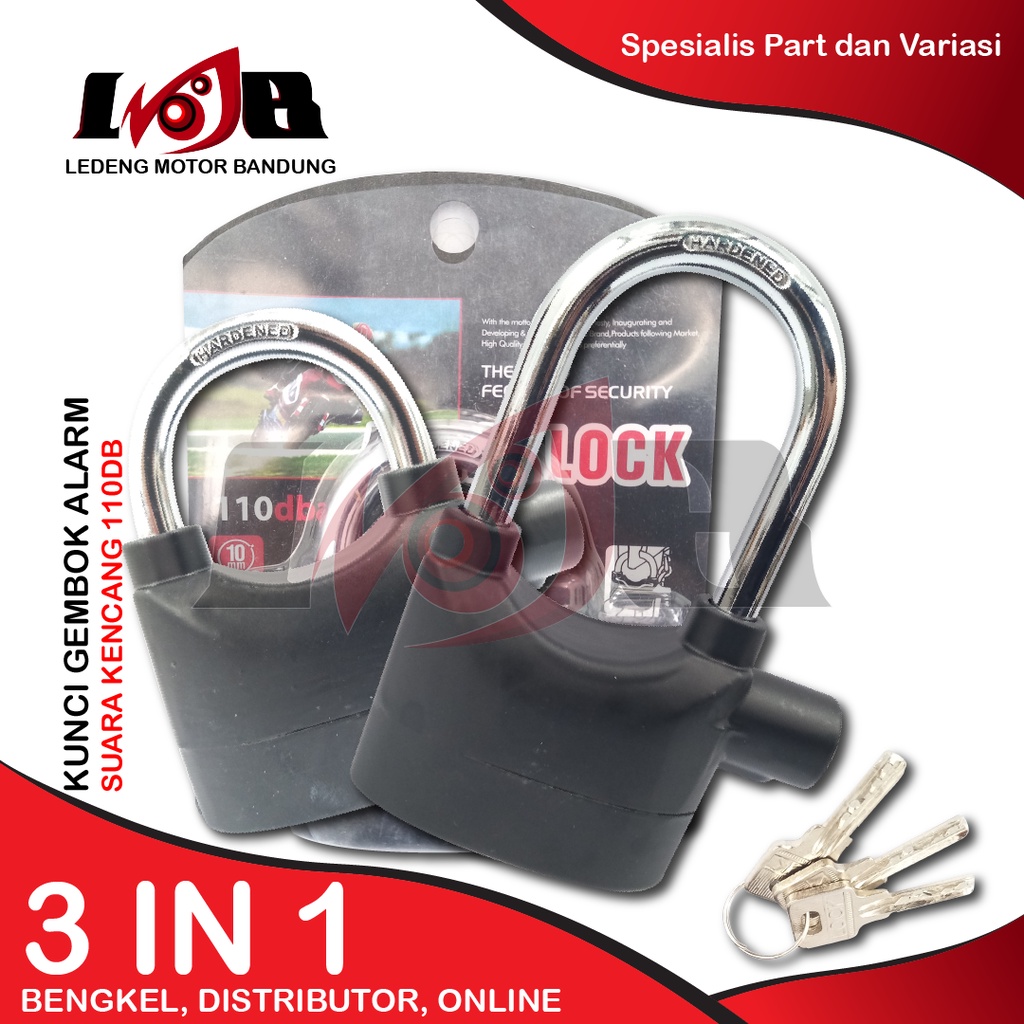 Gembok Alarm Lock Motor Pagar Rumah Gudang Besi Baja Kuat Model Kinbar