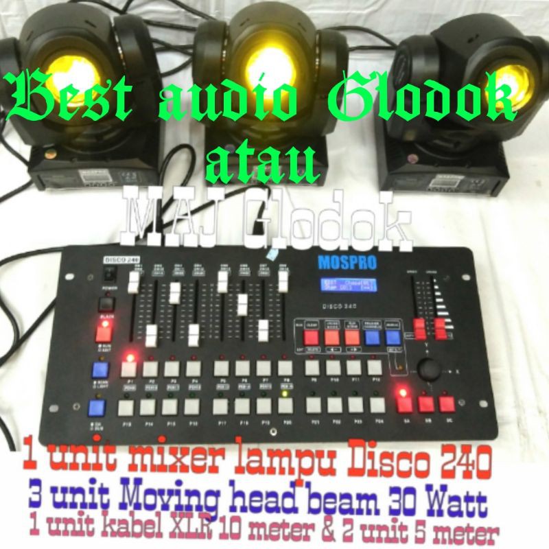 Paket lighting mixer lighting MOSPRO dan tiga Moving head Gobo 30W