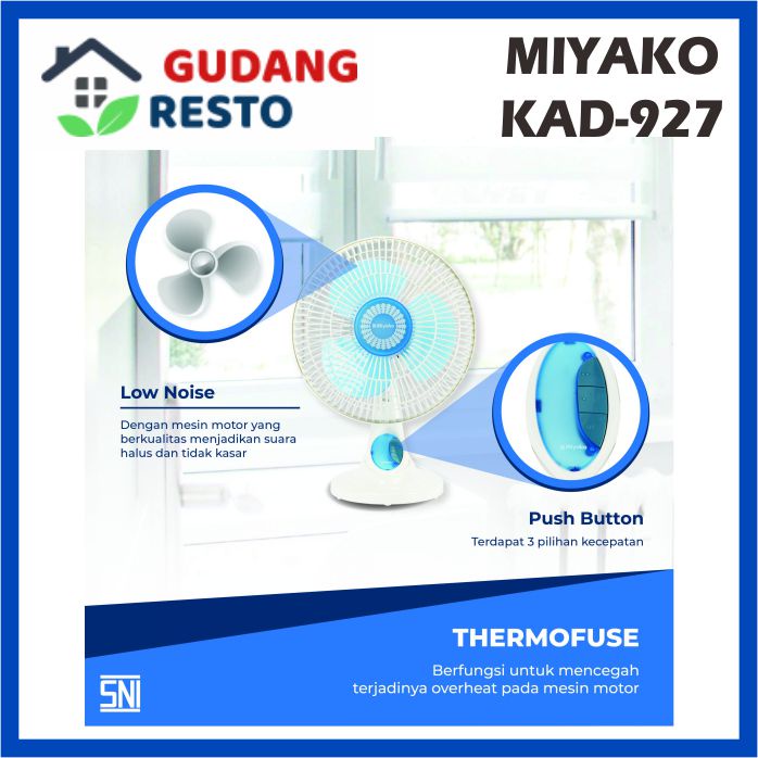 MIYAKO KAD 927 B KIPAS ANGIN 2 IN 1 MEJA / DUDUK / DINDING WALL FAN 9 INCH KAD927 B PL TABLE FAN