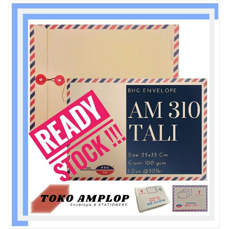 

HJK Amplop Coklat AIRMAIL KANCING TALI 310 BHG 100 Gram