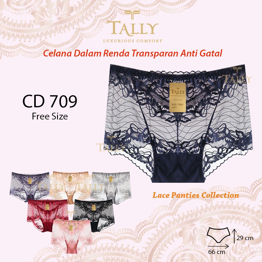 TALLY CD CELANA DALAM RENDA 709 FREE SIZE FIT XXL BAHAN RENDA TRANSPARAN ANTI GATAL