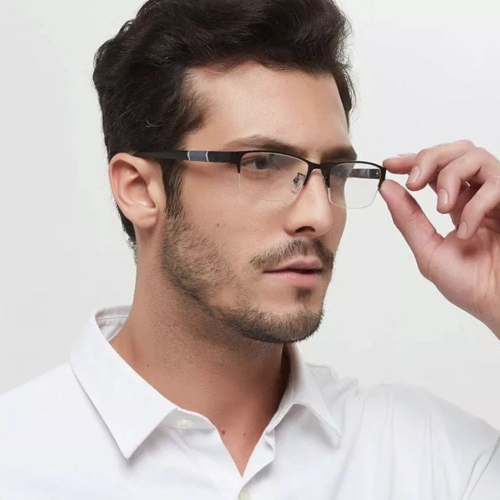 ROW Office Business Reading Glasses Men Eye Protection Ultra Light Glasses Fashion Classic Half Frame Vintage Simple Anti-Blue Light/Multicolor