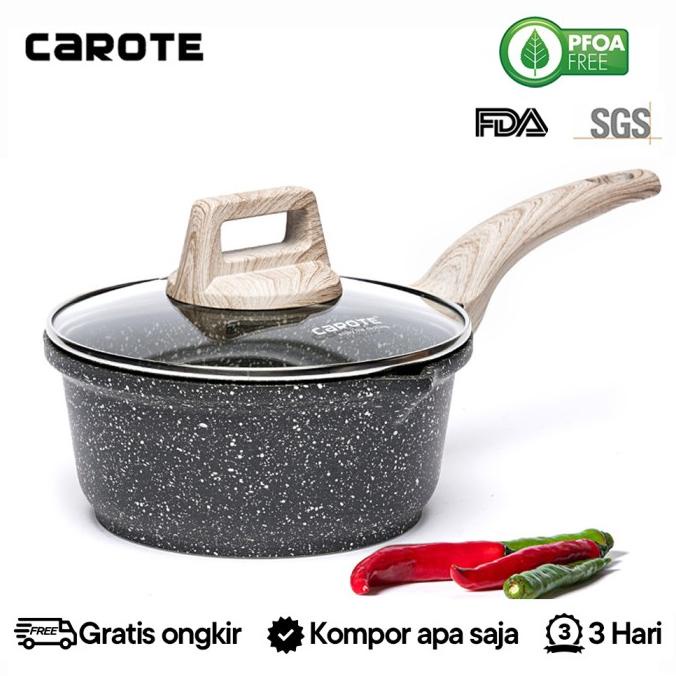 Carote Essential Woody Panci Susu Anti Lengket Sauce Pan Batu Granit