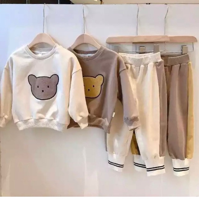 SETELAN SWEATER ANAK PEREMPUAN/SETELAN BABYTERRY BERUANG 1-5 TAHUN