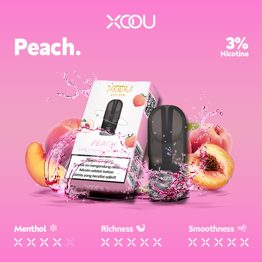 XOOU 5th Generation Mint Flavour 1 Cartridge - Peach