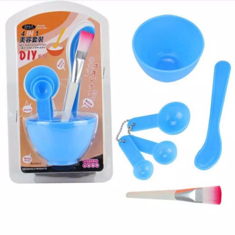 1 Set Mangkuk + Kuas + Spatula + Sendok Takar / Mangkok Masker Set 4 in 1 / Mangkuk Maskeran Makeup