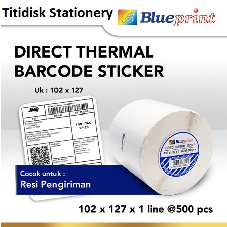 

Direct Thermal Sticker 102x127 , Kertas Stiker Label Resi Pengiriman BLUEPRINT 102 x 127 mm 500Pcs - 1 Roll