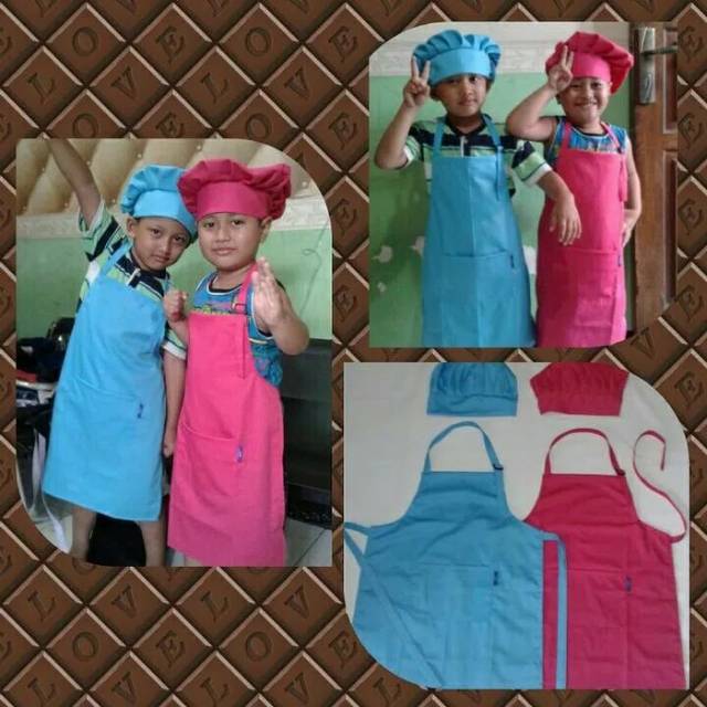 Celemek Anak  &amp; Topi koki Polos Best Quality Celemek Anak Murah Grosir Celemek Anak jakarta