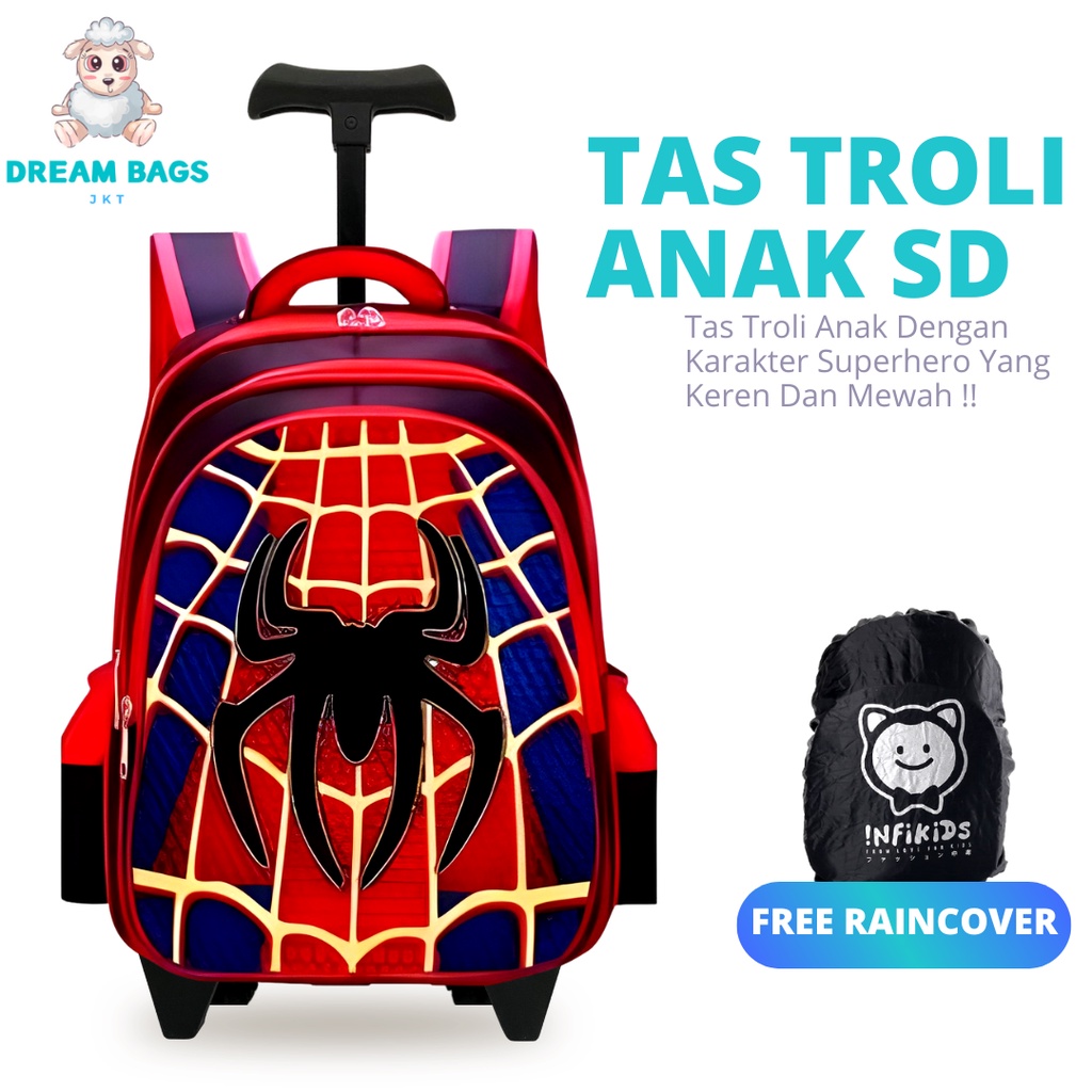 Ransel Troli Anak SD Karakter - Tas Troli Anak Laki Laki Karakter - Tas Koper Anak