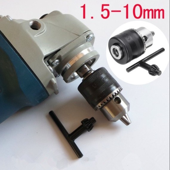 Kepala Bor 10 mm Untuk Mesin Gerinda 4inch Arbor M10 Drat Drill Chuck Grinder 4&quot; 4 inch 1.5 - 10mm cocok untuk Adaptor Dinamo