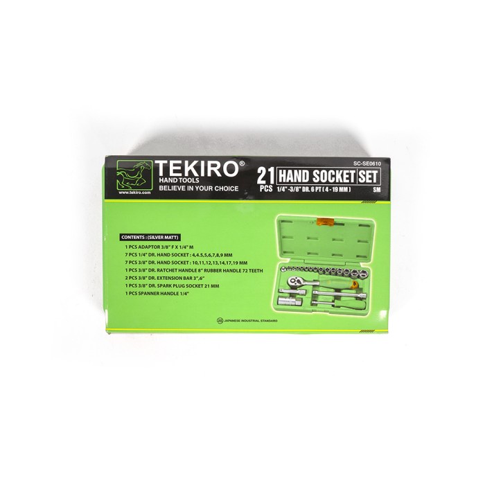 Tekiro Kunci Sock Set 1/4&quot; - 3/8&quot; 6PT 21 Pcs