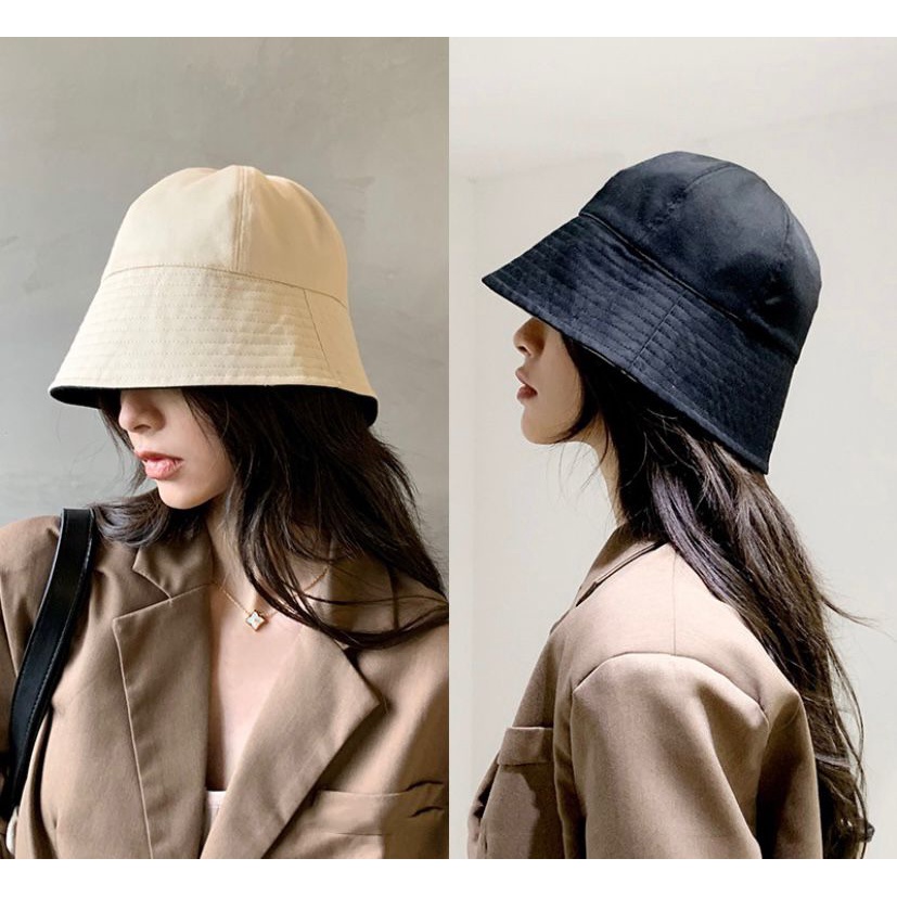 Topi bucket wanita polos bahan tebal premium/bucket import kekinian