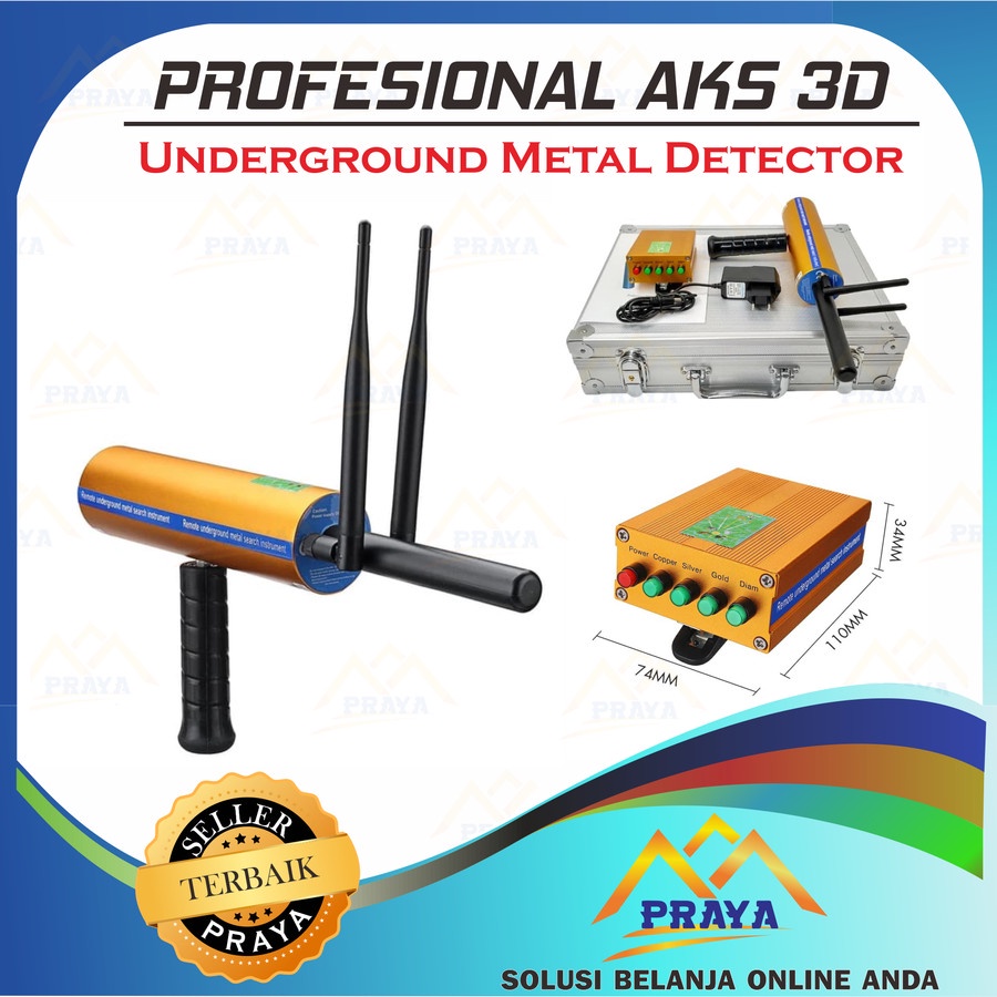 Metal Detector jarak jauh AKS 3D Wide Range Gold Emas Diamond Silver LONG RANGE