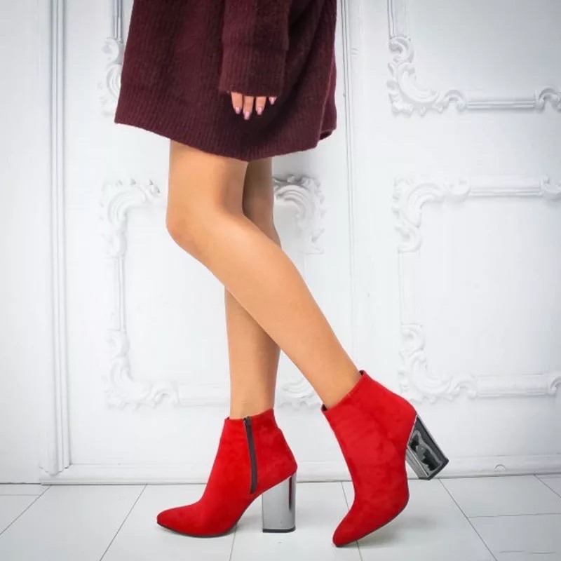 Suede Ankle Heels Boots  Boots Hak tinggi