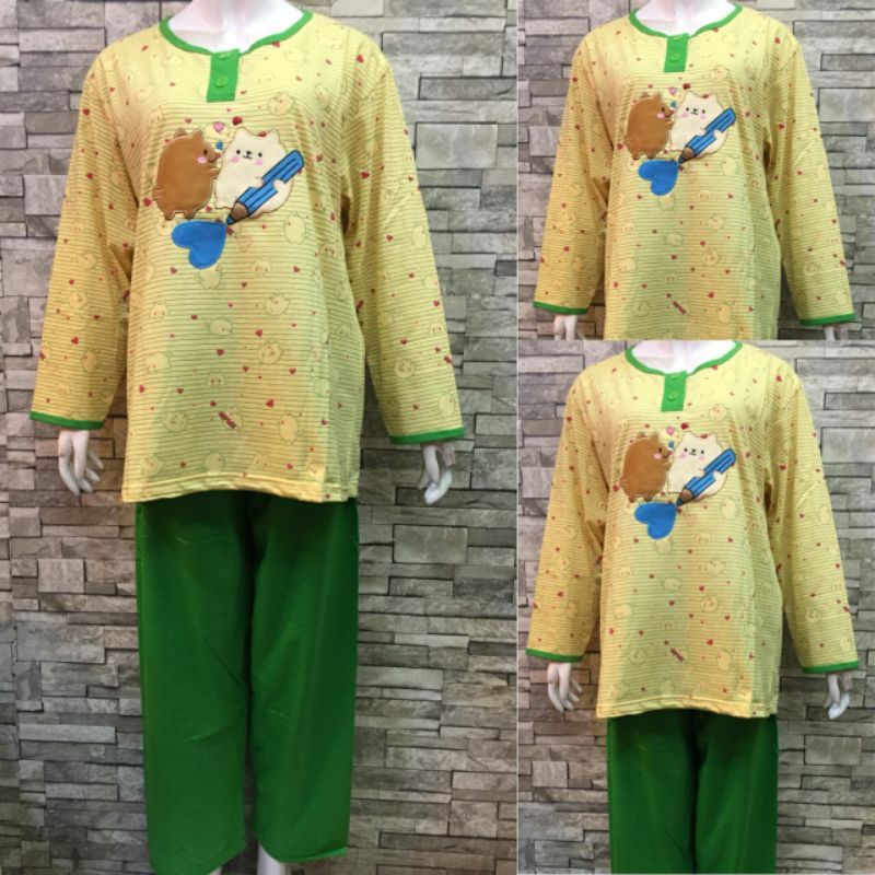 JUMBO PP DAILILAN | BAJU TIDUR | PIYAMA | COD-Love Hijau