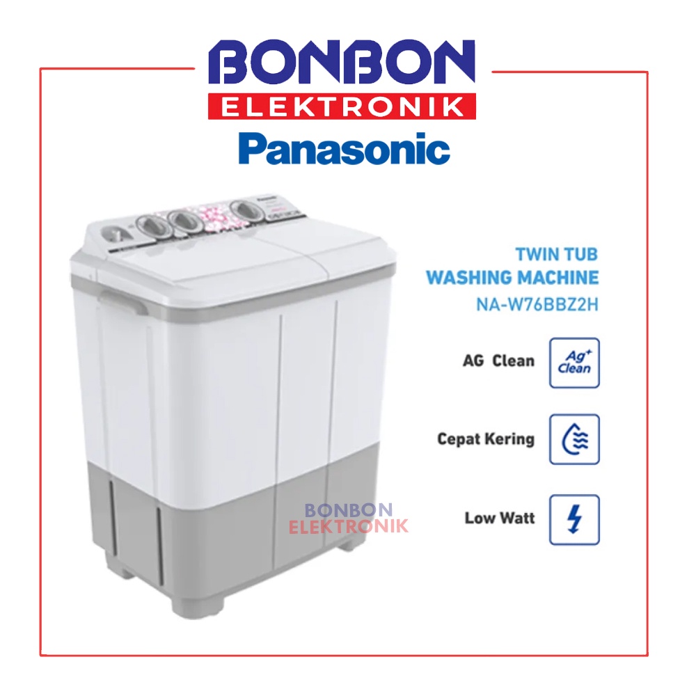 Panasonic Mesin Cuci 2 Tabung 7.5KG NA-W76BBZ2 / NAW 76 BB / NAW76BBZ2