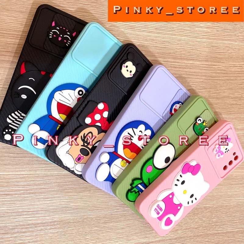 CASE MACARON SLIDE CAMERA OPPO A5 2020/ A9 2020/ A31 2020/ A52/ A92/ A1K/ A3S/ A37/ A37F/ SOFT CASE MACARON SLIDE CAMERA KARAKTER DORAEMON HK KEROPI MINNIE