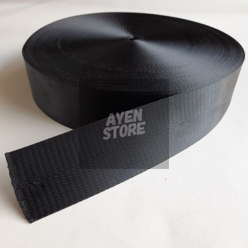 Webbing nylon 5 cm motif herringbone (per roll / 45 m). webbing nilon panah import.