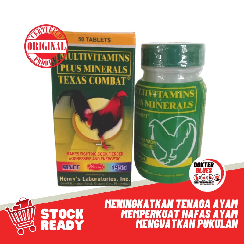 New TEXAS COMBAT Super Multivitamin Vitamin Suplemen Ayam Aduan Taji Ayam | 50 Pil