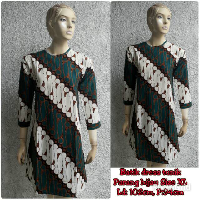 dress batik tunik parang hijau xl