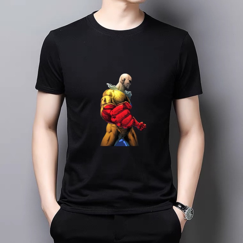 Kaos Tshirt  Pria Saitama One Punch Man Baju Distro Basic Lengan Pendek Cowok Kasual Lilipop