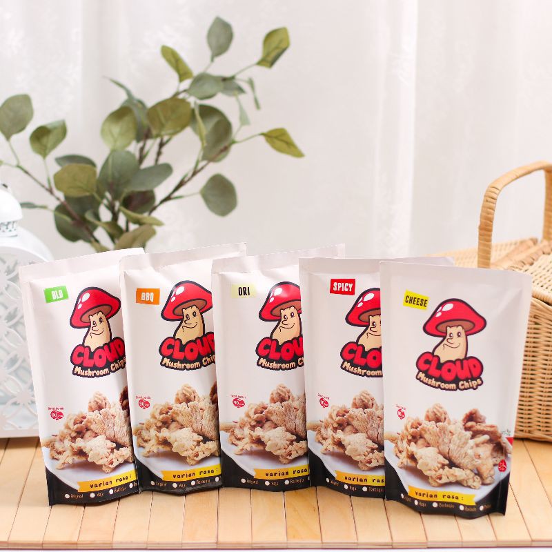 

(PUSAT) SNACK CLOUD MUSHROOM CHIPS 1PCS / KRIPIK JAMUR TIRAM KRISPI VARIAN RASA / OLEH - OLEH KHAS KEDIRI