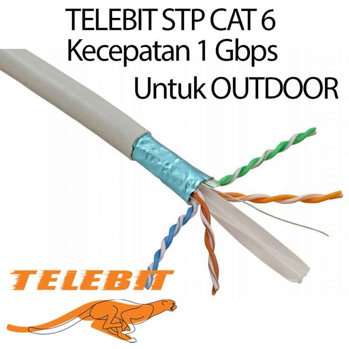 Kabel LAN Network STP - FTP CAT 6 kecepatan 1 Gbps Untuk OUT DOOR TELEBIT HARGA METERAN