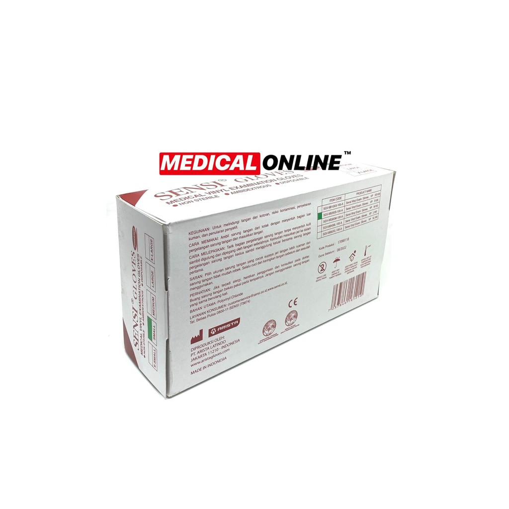 SARUNG TANGAN VINYL TRANSPARAN PRE-POWDERED SENSI GLOVES ISI 100 PER BOX
