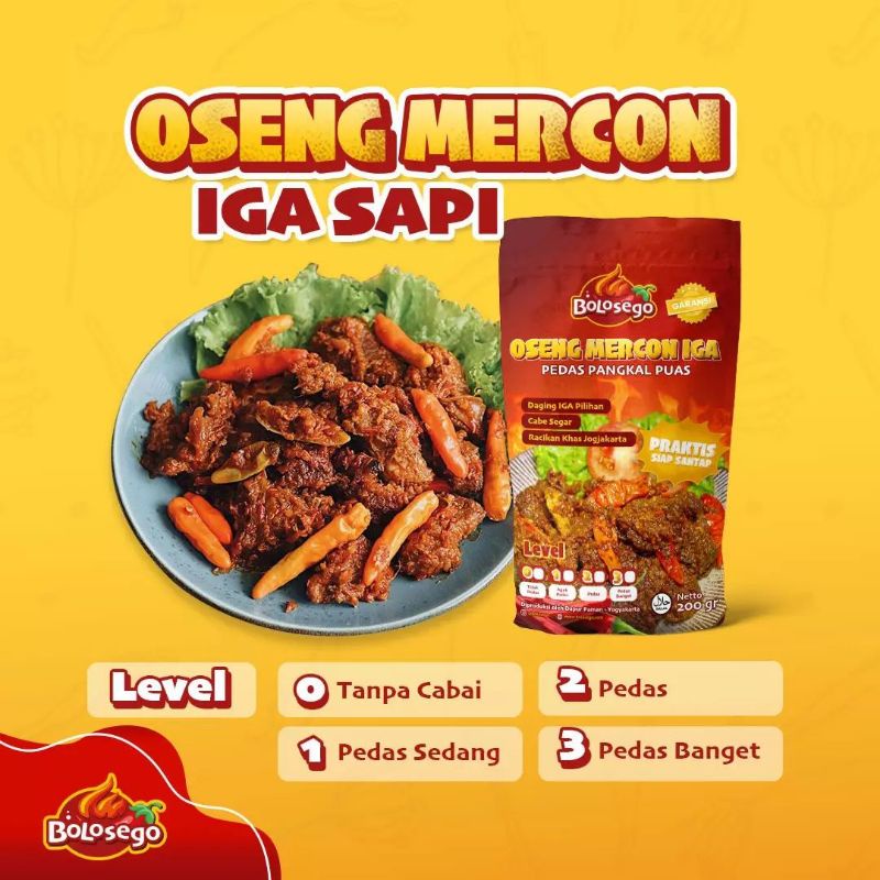 

BERGARANSI !!! READY OSENG MERCON IGA SAPI,200 GRAM,ADA LEVEL PEDASNYA- BOLOSEGO