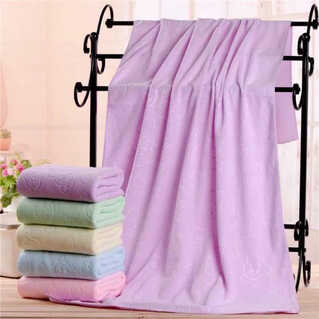 Handuk microfiber Motif Beruang gramasi 70x140 / Handuk Mandi Lembut