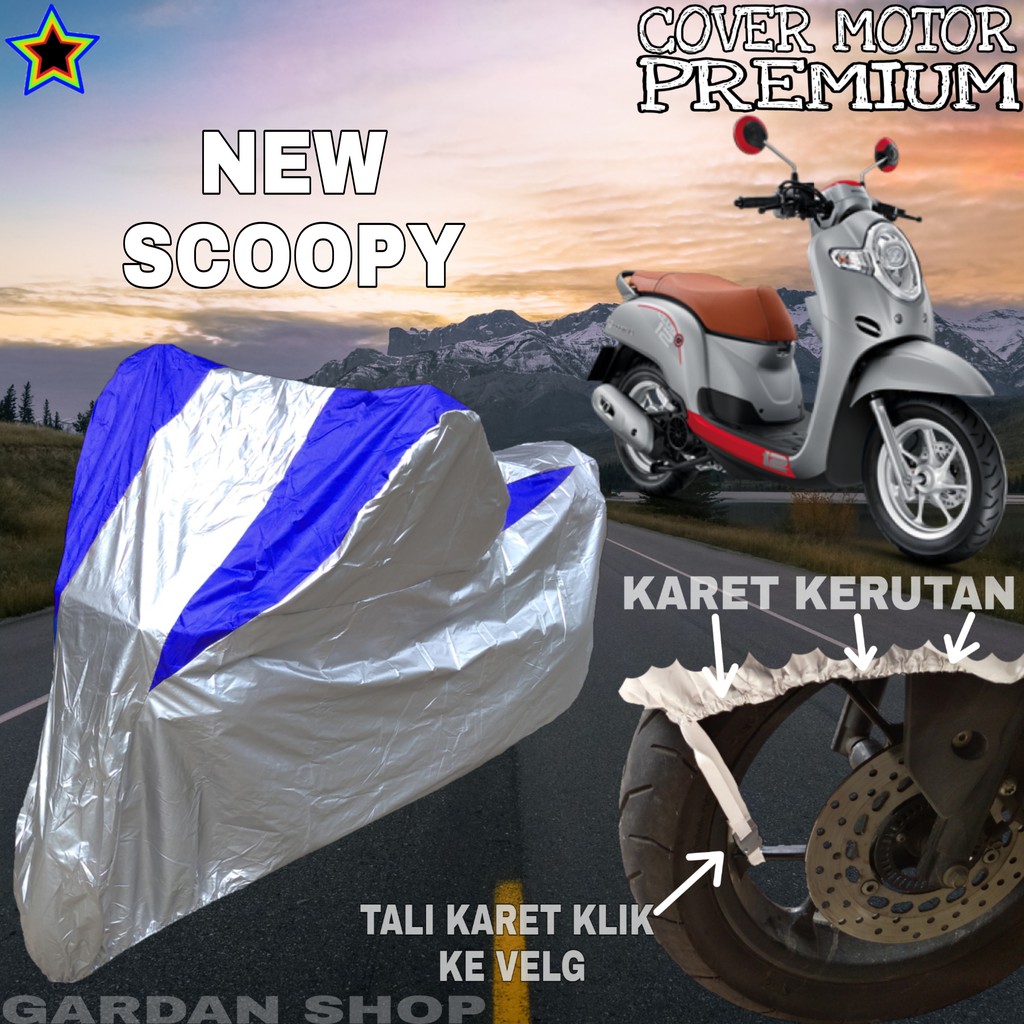 Sarung Motor NEW SCOOPY Silver BIRU Body Cover Penutup Motor New Scoopy PREMIUM