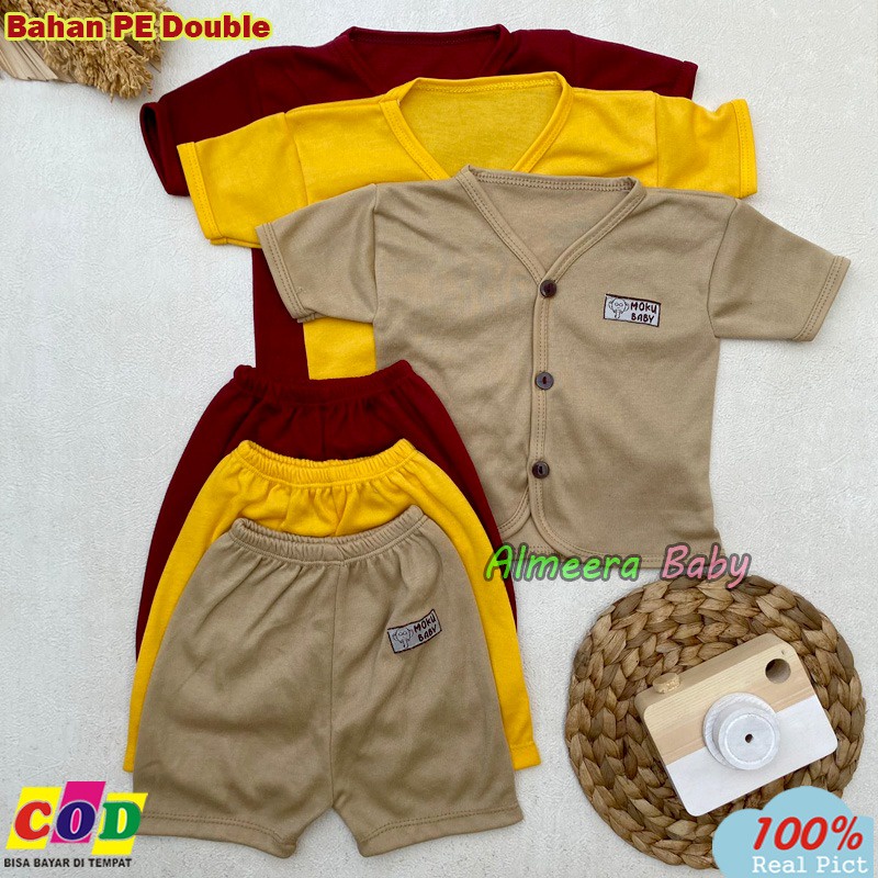 Isi 6 PCS Baju Celana Bayi Setelan Bayi Pendek Usia 0-3 Bulan Almeera Baby and Kids