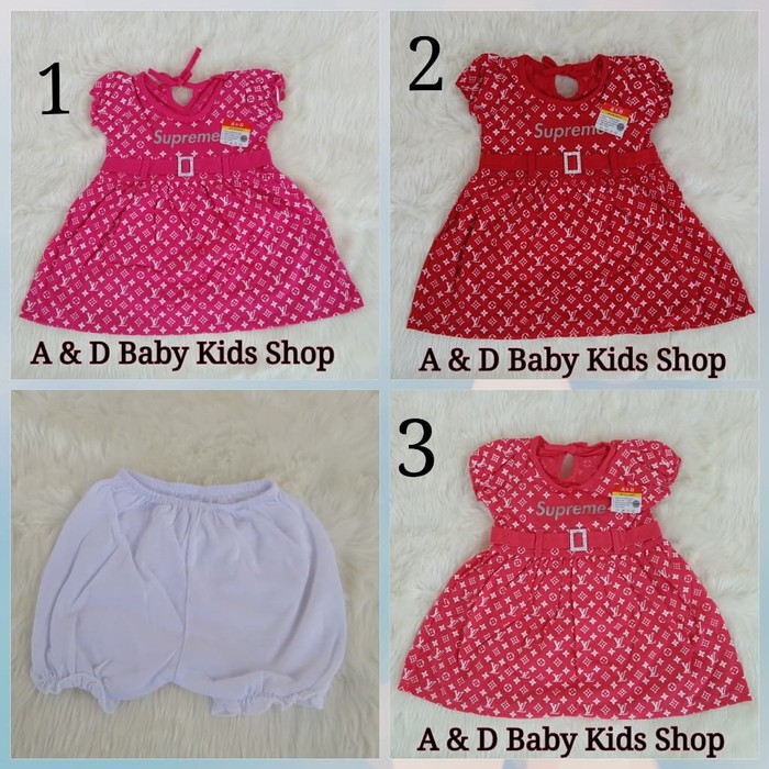 dress bayi - baju dress bayi perempuan - pakaian dress bayi perempuan - 3-6 Bulan, Merah Murah
