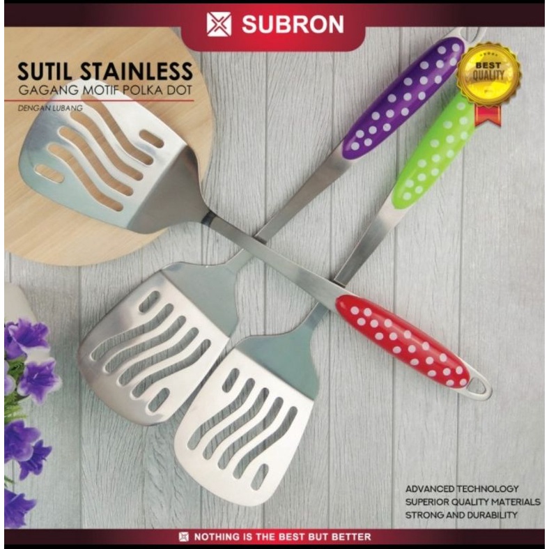 Sodet Sutil Lubang Stainless Steel Merk Subron Polkadot Panjang 34,5cm