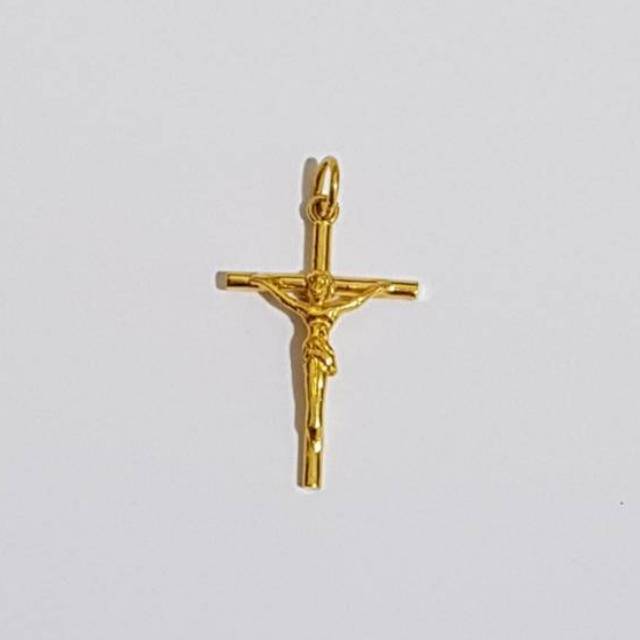 Liontin salib emas asli kadar 875 polos