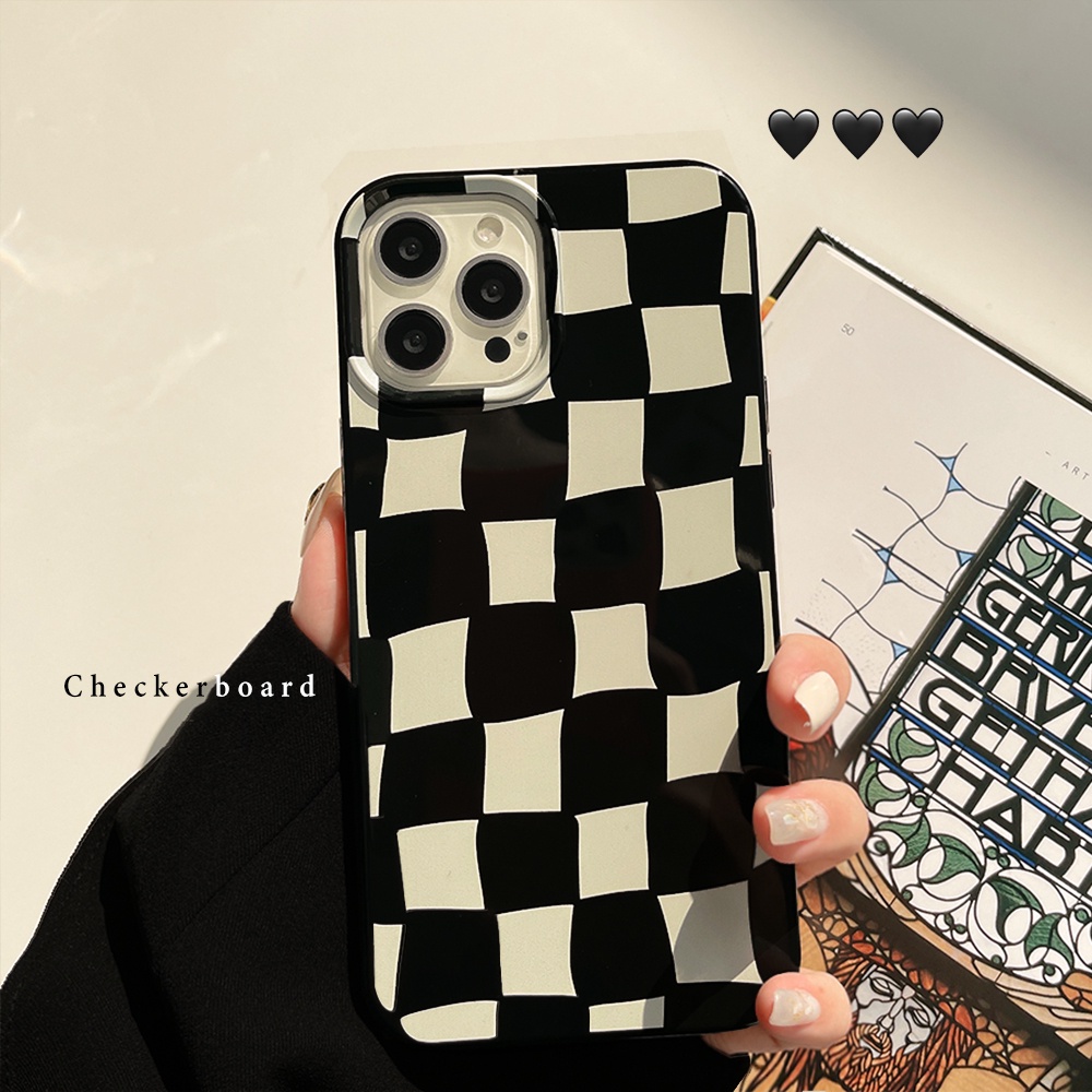 IPHONE Casing Kisi Hitam Case Untuk Iphone14 13 8 7 Plus SE2 XS XR 12mini 11 PRO MAX Casing Cover Pelindung AT0177