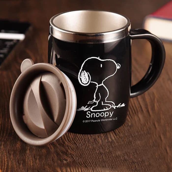 Gelas Mug Insulated Stainless Steel Model Snoopy - 420ml