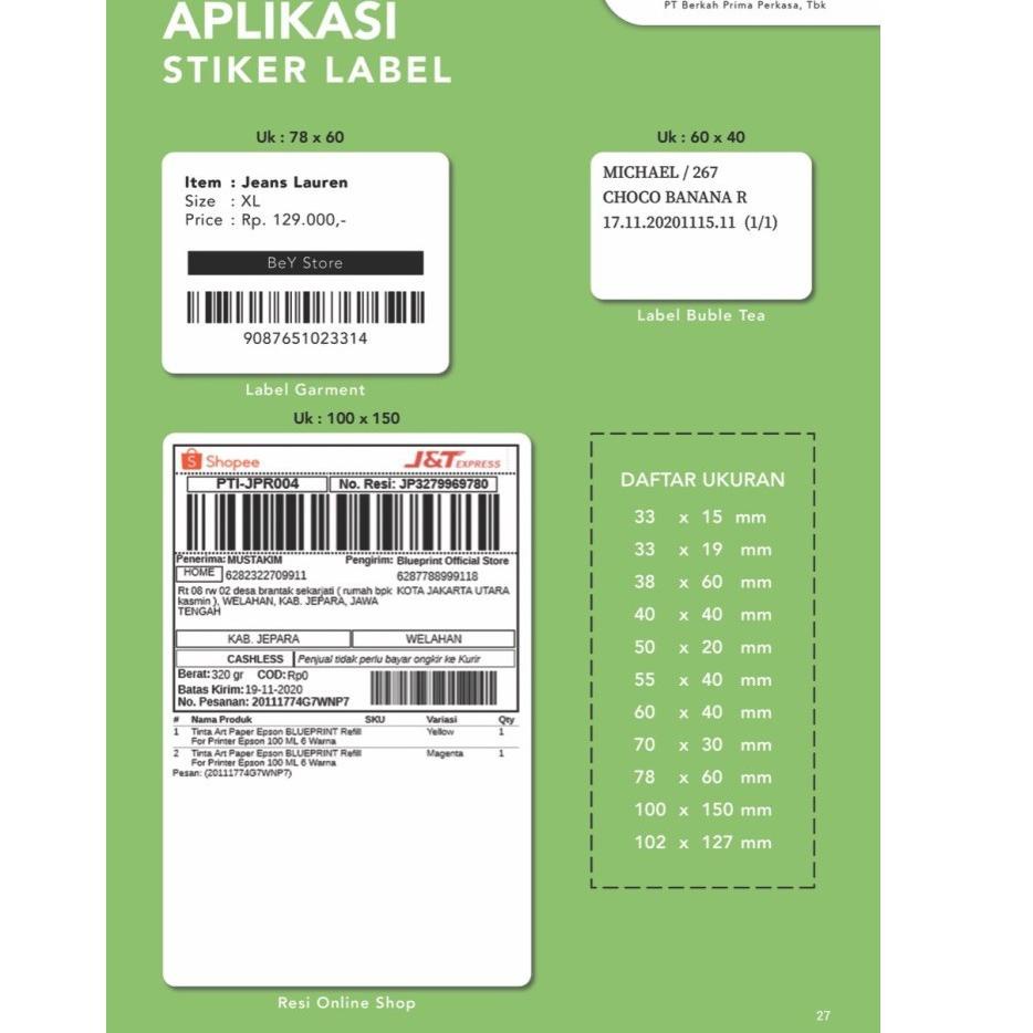 

[DISCOUNT K9776] 55x40 (1 PACK) Kertas Thermal Sticker Barcode Stiker Label Termal BLUEPRINT Paper Roll ≈ 58MM Model Baru