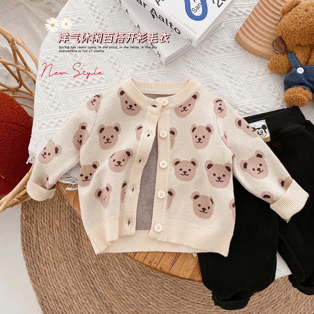 Anak Korea  Anak Bear Sweater     Anak Laki-laki  Perempuan Bayi Rajutan Cargan Fashion Baby Coat cy