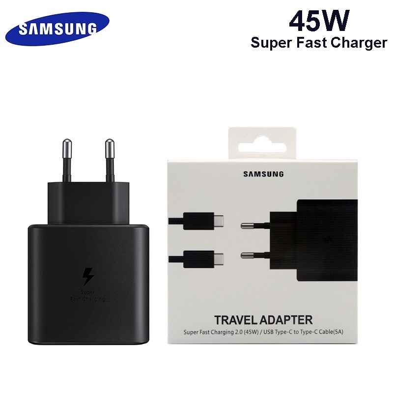 Pd Qc 3.0 Kepala Charger Travel Samsung 45W Type C (Support Fast Charging dan Super Fast Charging)